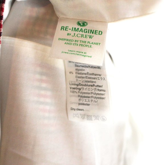 J. Crew Red Black White Gingham Boatneck Sheath Dress 4 Sleeveless Knee Length - Picture 7 of 7